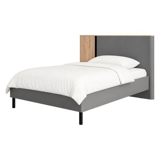 Dmora Cama Doble Banff, Dimensiones Del Colch&oacute;n 180x200 Cm, Peso Soportado 200 Kg, Doble, Gris Oscuro