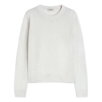 Max Mara Trui met Ronde Hals - Dames - Ronde hals truien - Wit - S - Linnen - Truien & Vesten