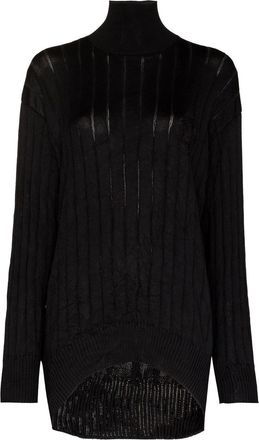 Balenciaga rib-knit jumper - women - Silk/Polyester - 1 - Black
