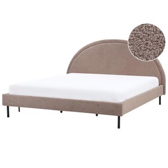 Beliani Cama Minimalista Boucl&eacute; Tapicer&iacute;a Poli&eacute;ster Somier Cabecero Semicircular 180 X 200 Cm Gris Pardo Margut