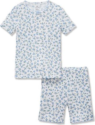 Petite Plume Blue Floral Pointelle Short Set at Nordstrom, Size 12-18M