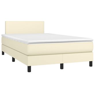 vidaXL Cama Box Spring Con Colch&oacute;n Cuero Sint&eacute;tico Crema 120x200 Cm Vidaxl