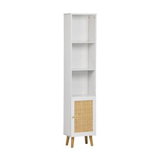 Sweeek Columna de almacenamiento para ba&ntilde;o con 3 estantes, blanco roto