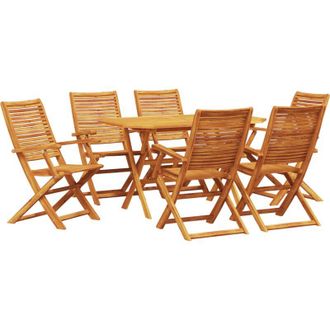 vidaXL Conjuntito De Comedor De Jard&iacute;n De 7 Piezas Vidaxl De Madera S&oacute;lida De Acacia