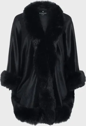 Gorski Cashmere Cape With Toscana Shearling Lamb Trim