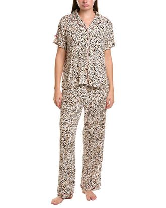 Flora Nikrooz Flora By Flora Nikrooz 3Pc Printed Knit Shirt, Short, & Pant Set