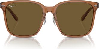 Ray-Ban Slim Square 57mm Sunglasses in Transparent Brown at Nordstrom