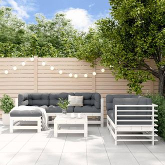 vidaXL Juego De Muebles De Jard&iacute;n 7 Pzas Madera Maciza De Pino Blanco Vidaxl