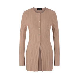 Marc Cain Lange Cardigan - Dames - Truien - Beige - Maat: XL Viscose