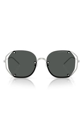 Emporio Armani 54mm Irregular Sunglasses in Shiny Silver /Dark Grey at Nordstrom