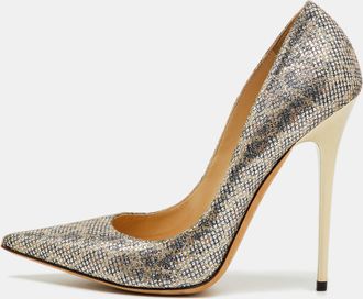Jimmy Choo London Metallic Coarse Glitter Romy Pointed Toe Pumps