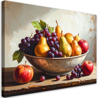 Feeby Cuadro En Lienzo, Naturaleza Muerta Con Frutas En Un Cuenco, 120x80