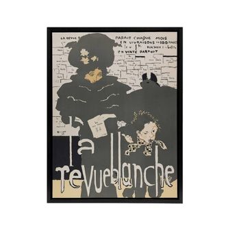 Artery8 Poster for the Revue Blanche Journal Bonnard Black Framed Canvas Art in Grey | Size: W24 x H32