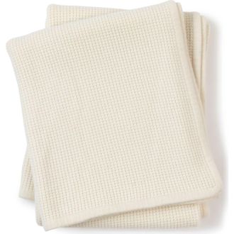 Sofiacashmere Sienna Waffle Knit Cashmere Throw Blanket in Ivory at Nordstrom