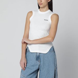 The Attico White tank top with shaped hem