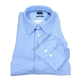 HUGO BOSS Roan Kent Shirt - Heren - Zakelijke Overhemden - Blauw - S - Leer - Overhemden