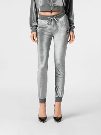 Philipp Plein Slim Fit Chenille Velvet Jogging Trousers with Drawstring Waist