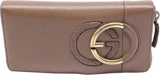 Gucci Ochre Leather Interlocking G Zip Around Long Wallet (Authentic Pre- Loved)
