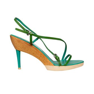 Miu Miu Pre-owned Womens Miu Miu Wooden Strap Heels - 00s - Green - Size 40.5 EU/IT