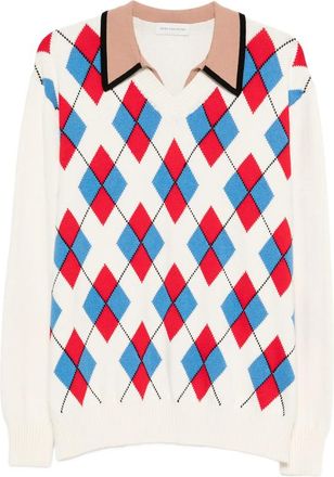 Dries Van Noten Argyle V-neck Sweater