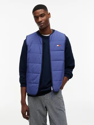 Tommy Hilfiger Mens Tommy Jeans Water-Repellent Quilted Vest - Blue Storm - L