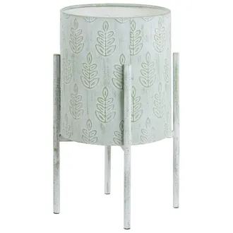 Beliani Soporte Para Plantas Maceta Para Interior Y Exterior 35 X 35 X 58 Cm Metal Verde Menta Sandwort