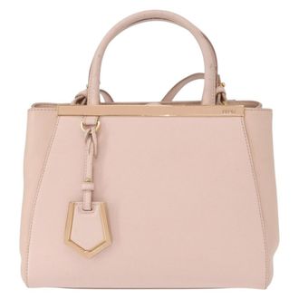 Fendi 2Jours Bag Leather Beige Leather Handbag (Pre-Owned)