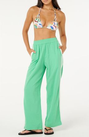 Rip Curl Luxe Surf Wide Leg Cotton Pants in Irish Green at Nordstrom, Size Xx-Small