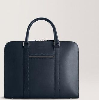 Carl Friedrik Slim Briefcase - Vacchetta Leather - Navy Blue