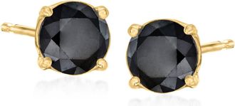 Ross-Simons Black Diamond Stud Earrings in 14kt Yellow Gold
