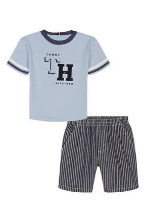 Tommy Hilfiger Kids Initial Embroidered T-Shirt & Shorts Set in Blue at Nordstrom Rack, Size 24M