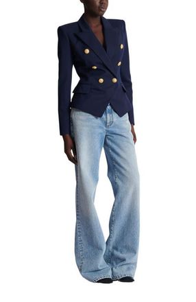 Balmain Fitted Wool 6-Button Jacket in Navy at Nordstrom, Size 36 Eu
