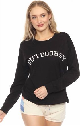 PJ Salvage Outdoorsy Long Sleeve Top In Black