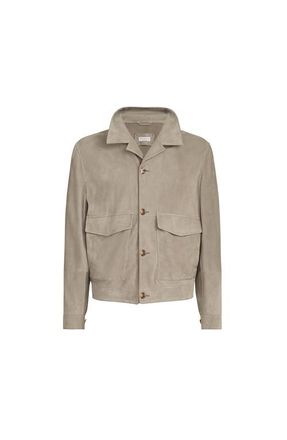 Brunello Cucinelli Suede jacket in Khaki at Nordstrom, Size Xxx-Large Eu