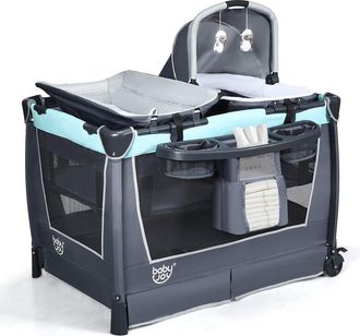 Costway Costway - Cuna Plegable Para Beb&eacute; Incluye Canastilla Para Beb&eacute;, Cambiador, Estante De Almacenamiento Y Bolsa De Transporte Para Viaje Hogar