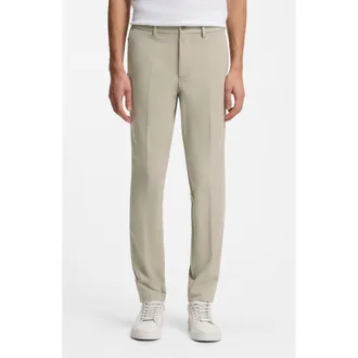 BOSS Kaiton Slim Fit Flat Front Stretch Cotton Blend Dress Pants in Beige at Nordstrom, Size 30 X 32