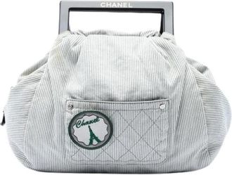 Chanel Pre-owned Vintage Gestreepte Canvas Handtas - Dames - Vintage Handtas - Grijs - ONE Size - Vintage