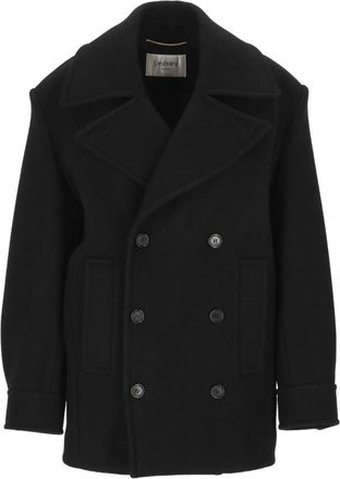 Saint Laurent Sailorjas met dubbele rij knopen - Zwart