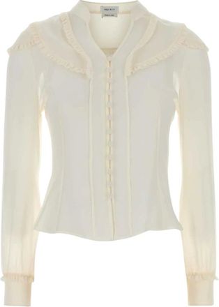 Alexander McQueen Overhemden, Dames, Wit, S, Katoen, Blouse met ruchedetails op het voorpand