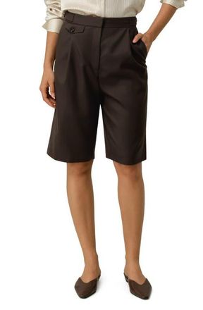 LilySilk Wool-Silk Bermuda in Chestnut at Nordstrom, Size 10