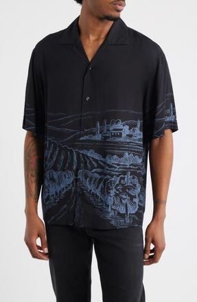 HUGO BOSS Espino Camp Shirt in Black at Nordstrom, Size Xx-Large