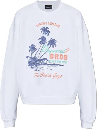 Dsquared2 Sweatshirt met kleurrijke print - Heren - Sweatshirts - Wit - S - Katoen - Hoodies & sweatvesten