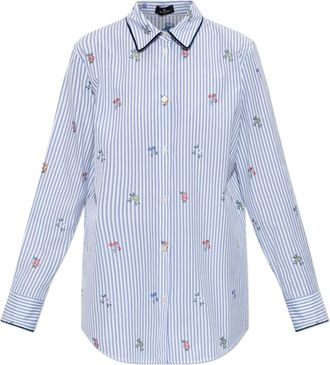 Etro Overhemden, Dames, Blauw, S, Katoen, Gestreept Shirt