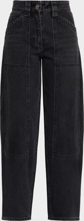 Co High-Rise Denim Crop Balloon Pants