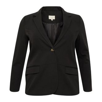Kaffe Curve Dames, Jassen, Zwart, Maat: 2XL Leer