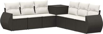 vidaXL Juego De Sof&aacute; 7 Uds. Negro Y Blanco Crema Vidaxl