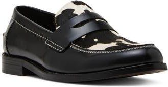 Steve Madden Natan Genuine Calf Hair Penny Loafer in Black/White Calf Hair at Nordstrom Rack, Size 10.5