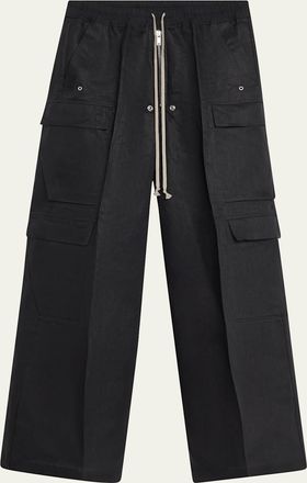 Rick Owens Mens Coated Linen Cargo Belas Pants
