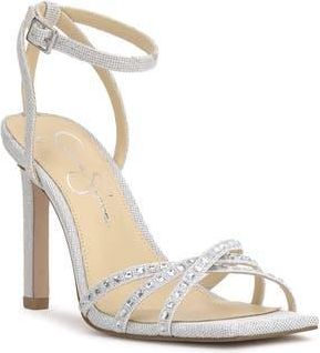 Jessica Simpson Leonah Ankle Strap Sandal in Silver/White at Nordstrom Rack, Size 11