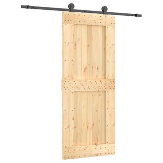 vidaXL Puerta Corredera Natural Y Negro 85 X 210 Cm Vidaxl